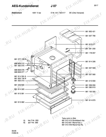 Взрыв-схема плиты (духовки) Aeg 4201V-W - Схема узла Section3